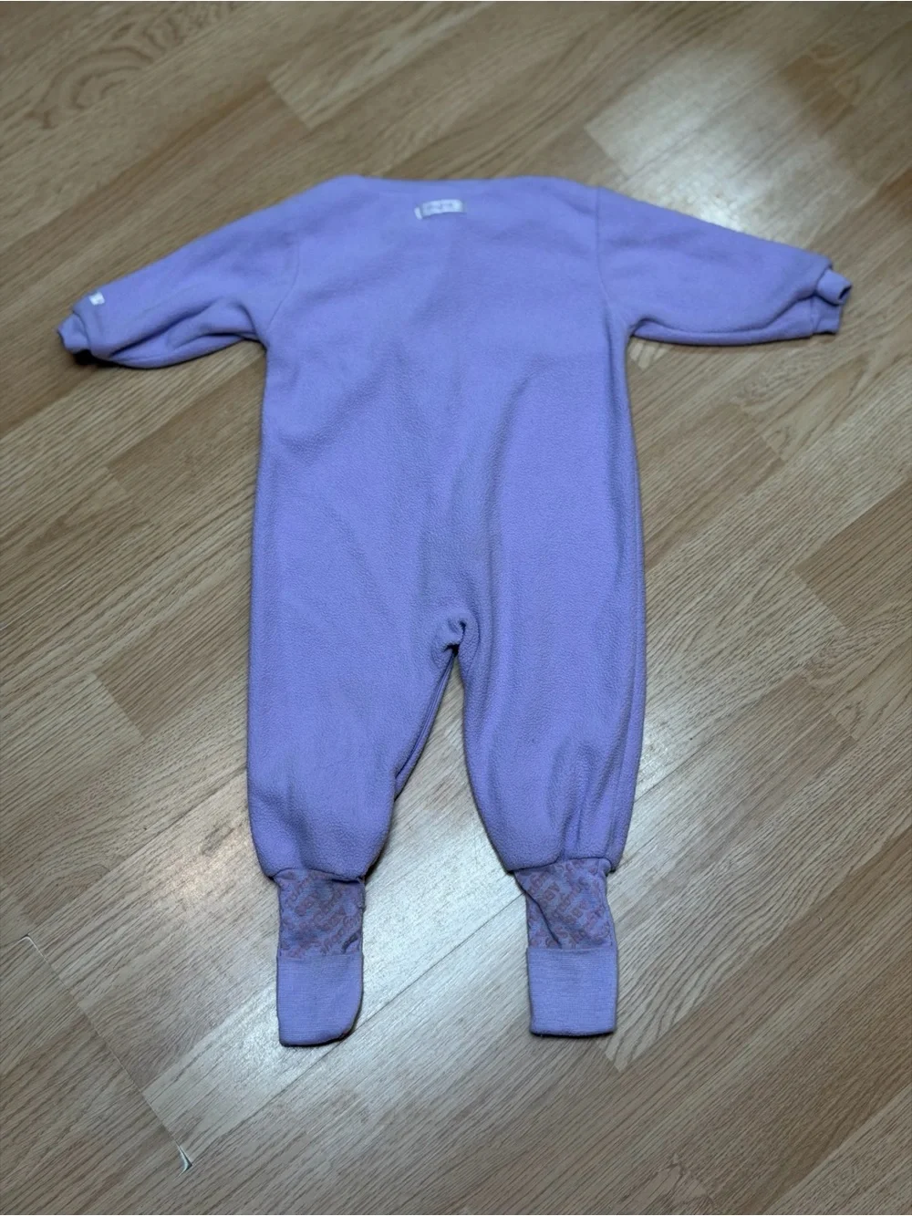 Vintage Snugabye Convert-A-Foot Girls Purple Kitty Fleece Sleeper Pajamas